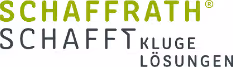 Schaffrath Schriftzug mit dem Slogan ‚Schafft kluge Lösungen‘.